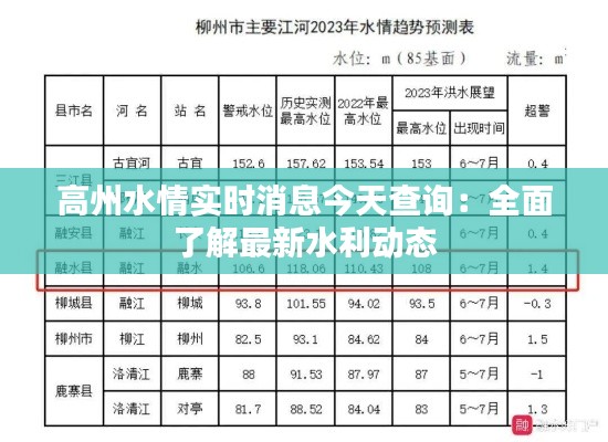 高州水情实时消息今天查询：全面了解最新水利动态