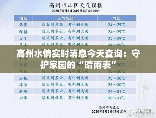 高州水情实时消息今天查询：守护家园的“晴雨表”