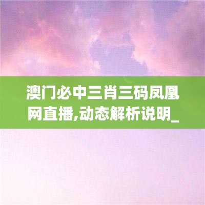 澳门必中三肖三码凤凰网直播,动态解析说明_M版3.221