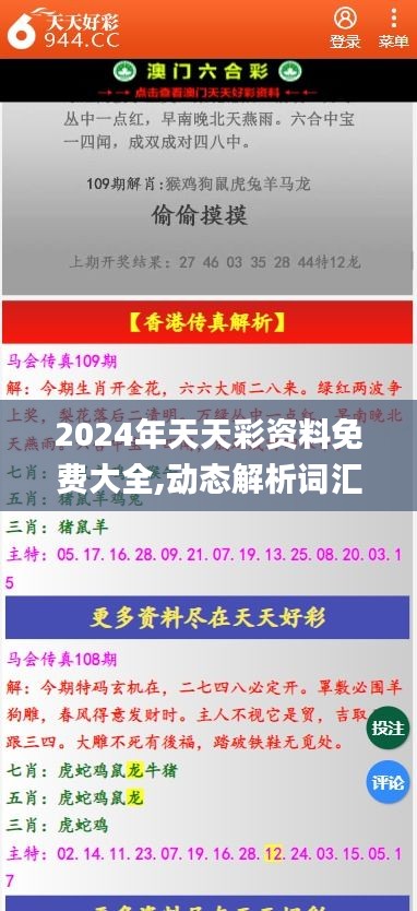 2024年天天彩资料免费大全,动态解析词汇_超值版3.370