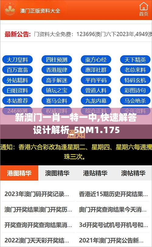 新澳门一肖一特一中,快速解答设计解析_5DM1.175