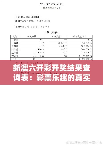 新澳六开彩开奖结果查询表：彩票乐趣的真实记录