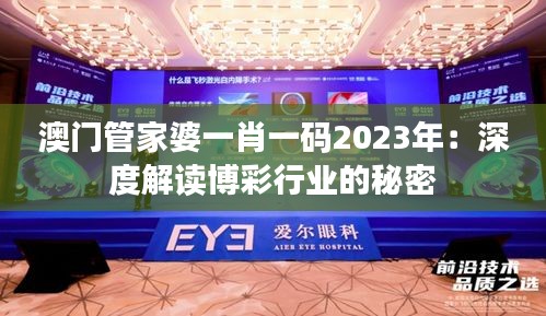 澳门管家婆一肖一码2023年：深度解读博彩行业的秘密