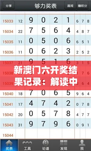 新澳门六开奖结果记录：解读中奖背后的幸运密码