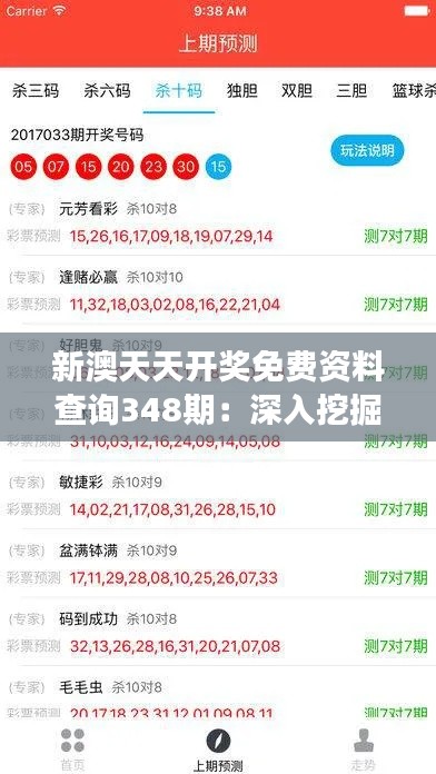 新澳天天开奖免费资料查询348期：深入挖掘348期号码背后的隐藏规则