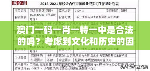 澳门一码一肖一特一中是合法的吗？考虑到文化和历史的因素