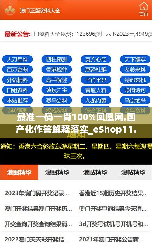 最准一码一肖100%凤凰网,国产化作答解释落实_eShop11.328