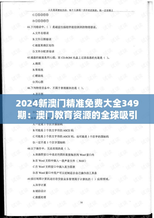 2024新澳门精准免费大全349期：澳门教育资源的全球吸引力