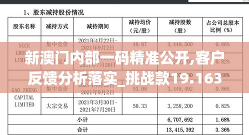 新澳门内部一码精准公开,客户反馈分析落实_挑战款19.163