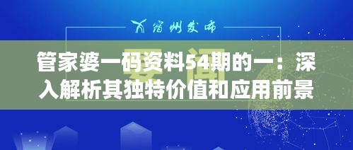 管家婆一码资料54期的一：深入解析其独特价值和应用前景