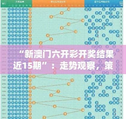 “新澳门六开彩开奖结果近15期”：走势观察，策略制定