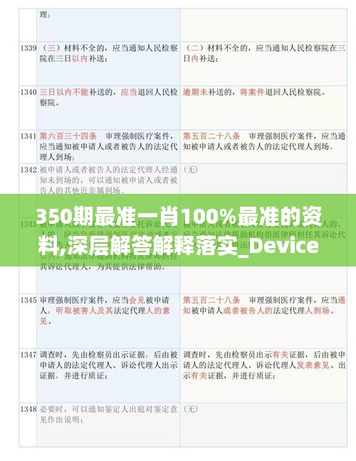 350期最准一肖100%最准的资料,深层解答解释落实_Device10.943