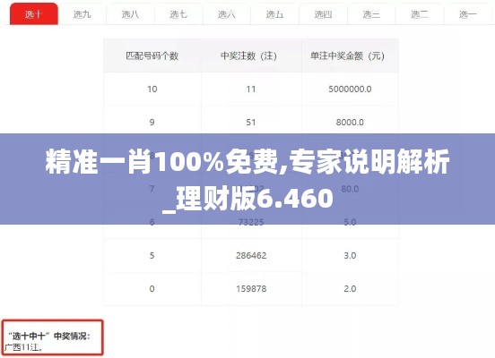 精准一肖100%免费,专家说明解析_理财版6.460