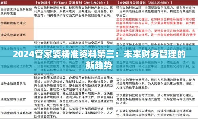 2024管家婆精准资料第三：未来财务管理的新趋势