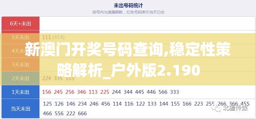 新澳门开奖号码查询,稳定性策略解析_户外版2.190