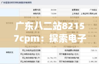 广东八二站82157cpm：探索电子信息战力的提升之道