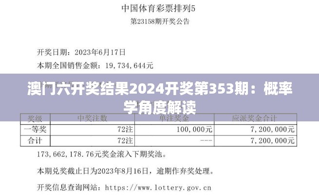 澳门六开奖结果2024开奖第353期：概率学角度解读