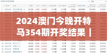 2024澳门今晚开特马354期开奖结果｜统计分析解释定义