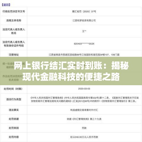 网上银行结汇实时到账：揭秘现代金融科技的便捷之路