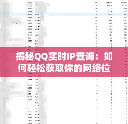 揭秘QQ实时IP查询：如何轻松获取你的网络位置