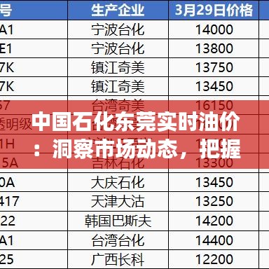 中国石化东莞实时油价：洞察市场动态，把握油品价格脉搏