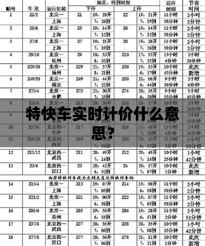 特快车实时计价什么意思？