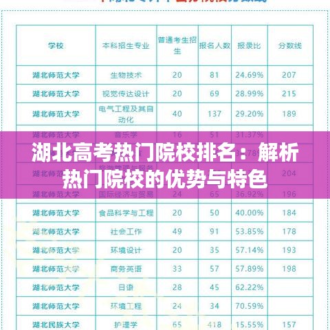 湖北高考热门院校排名：解析热门院校的优势与特色