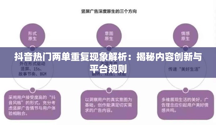 抖音热门两单重复现象解析：揭秘内容创新与平台规则