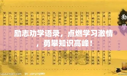 励志劝学语录，点燃学习激情，勇攀知识高峰！