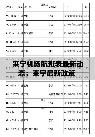 来宁机场航班表最新动态：来宁最新政策 