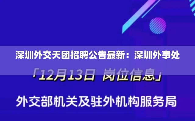 深圳外交天团招聘公告最新：深圳外事处 