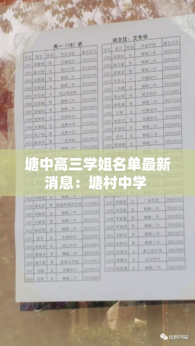 塘中高三学姐名单最新消息：塘村中学 