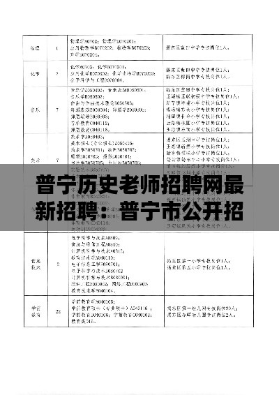 普宁历史老师招聘网最新招聘：普宁市公开招聘教师公告 