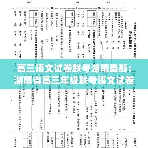 高三语文试卷联考湖南最新：湖南省高三年级联考语文试卷答案 