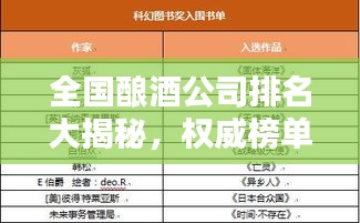 全国酿酒公司排名大揭秘，权威榜单，不容错过！