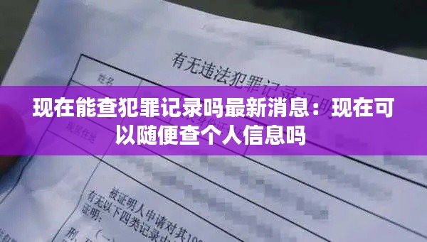 现在能查犯罪记录吗最新消息：现在可以随便查个人信息吗 