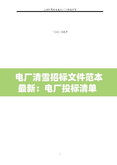 电厂清雪招标文件范本最新：电厂投标清单 