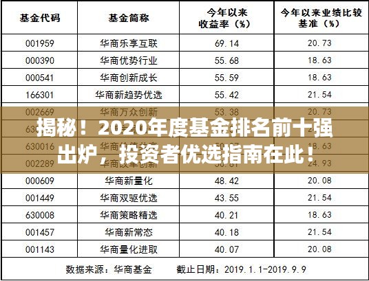 揭秘！2020年度基金排名前十强出炉，投资者优选指南在此！