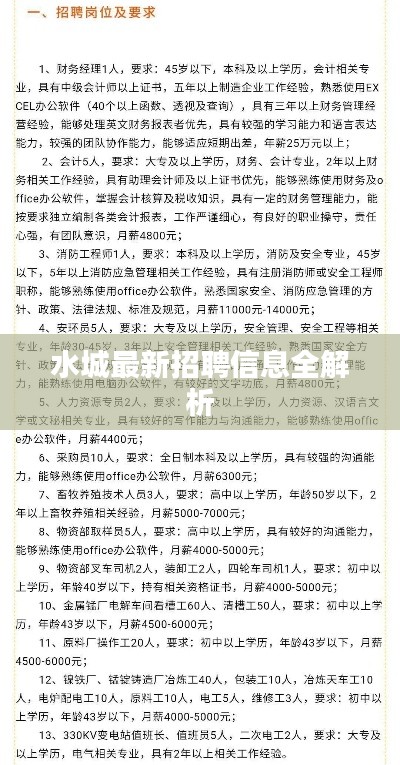 水城最新招聘信息全解析