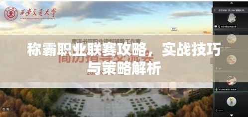 称霸职业联赛攻略，实战技巧与策略解析