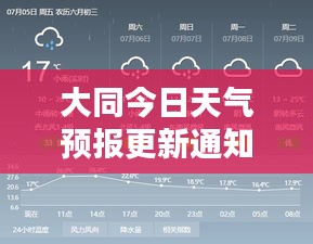 大同今日天气预报更新通知