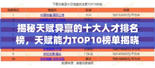 揭秘天赋异禀的十大人才排名榜，天赋能力TOP10榜单揭晓！