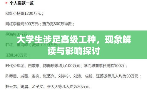 大学生涉足高级工种，现象解读与影响探讨