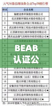 BEAB认证公司权威排名揭晓，行业影响力深度解读