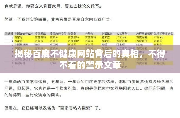 揭秘百度不健康网站背后的真相，不得不看的警示文章