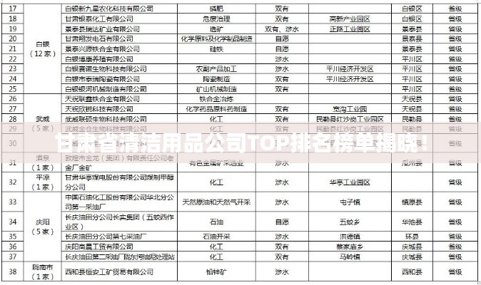 甘肃省清洁用品公司TOP排名榜单揭晓！