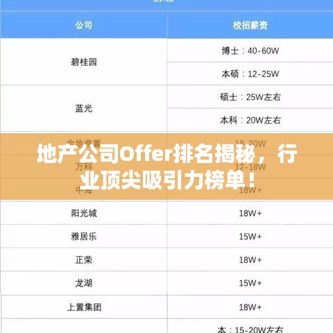 地产公司Offer排名揭秘，行业顶尖吸引力榜单！