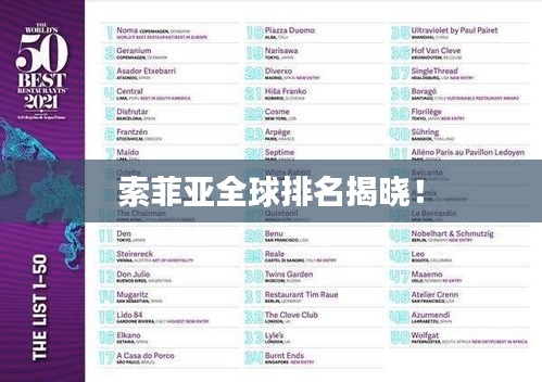索菲亚全球排名揭晓！