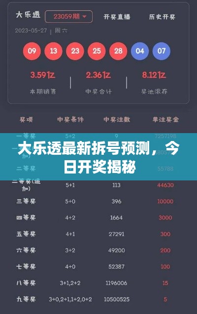 大乐透最新拆号预测，今日开奖揭秘