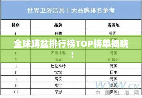 全球蹲盆排行榜TOP榜单揭晓！